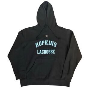 adidas John Hopkins University Lacrosse Black Hooded Sweatshirt Hoodie Men’s L